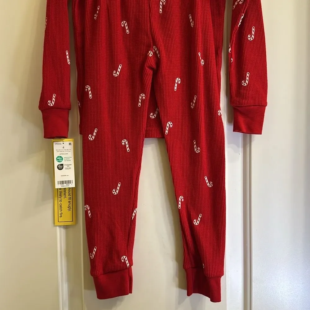 Carter’s Thermal Pajama Set NEW Red Candy Cane Christmas 2pc Set Size 4